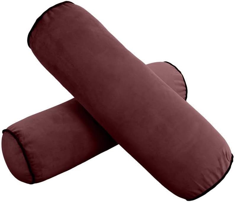 Prolinemax Style V2 Twin-XL Size Velvet Contrast Pipe Indoor Daybed Bolster Pillow Cushion Mattress Fitted Sheet |Cover ONLY| AD368