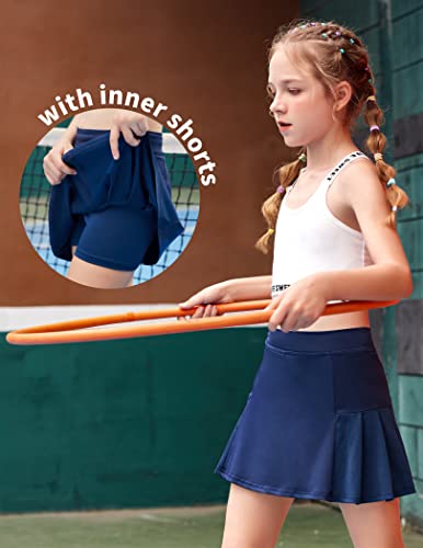 Arshiner Girl's Sport Skirts with Shorts Athletic Pleated Skort Colorful Performance Skorts2