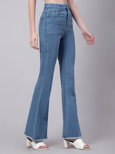 Image of KOTTY Flare Bottom Jeans for Women - Stylish Slim Fit with Bell Shape Leg