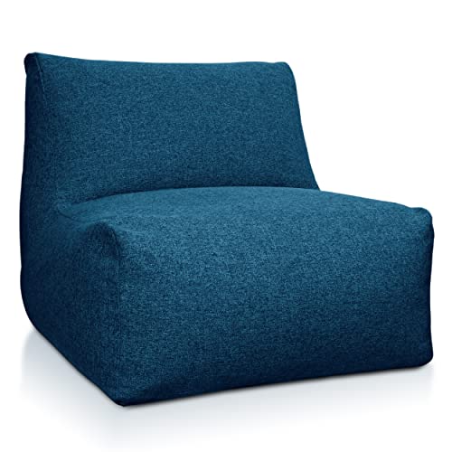 DESHOME - Puf Sillón de jardín 90x90x90 cm desenfundable para exterior e interior: Sillón de exterior con relleno Puff Design Light Puf (azul)