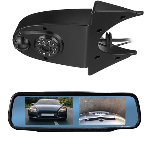 Dolphin Automotive Universal Dual Van Reversing Camera/Twin Parking Camera Roof Mounted Birdseye Rear View (Camera With 4.3 Dual Mirror Monitor)