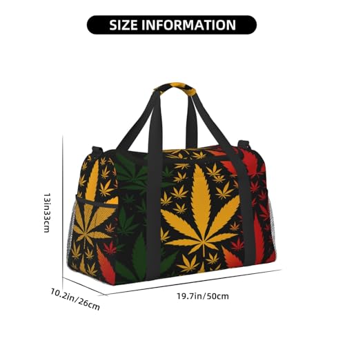 40l Gym Travel Duffel Bag Rasta Leaf Cannabis Tropical Carry-On Workout Overnight Backpack2