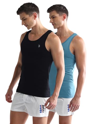 Image of U.S. Polo ASSN. Mens OEV03 Solid Cotton Vest - Pack of 2