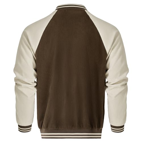 Image of Men's Varsity Jacket Casual Baseball Bomber Jackets Buckle Style Relax Fit
