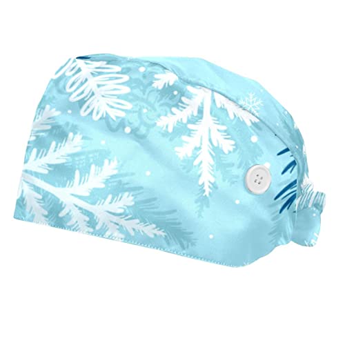 Chapeaux bouffants Arbres d'hiver JDEZ : pack de 2 casquettes de travail ajustables