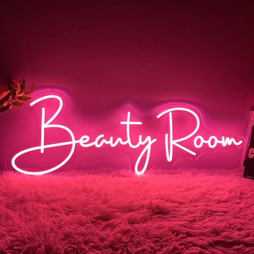 Image of Beauty Room Neon Sign For Spa Beauty Room Nail Brows Lashed Salon Studio LED Wall Art Decor For Business Stores Logo Barber Shops Led Word Indoor Custom Neon Lights 5V USB Powered Peach Pink 40x16.3cm
