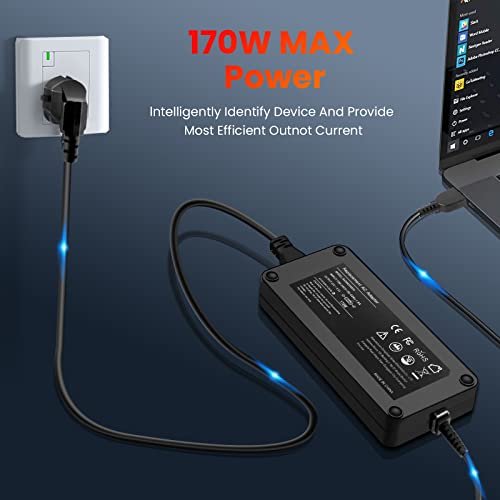 Goodovo 170 W Ładowarka Kompatybilny z Lenov-o Legion Y730 Y720 Y700 Y540 Y530 14 15 17 Thinkpad P50 P51 P70 IdeaPad Y40-70 Y50-70 ADL170NLC3A ADL170NDC3A 1171 71 Kabel ładujący