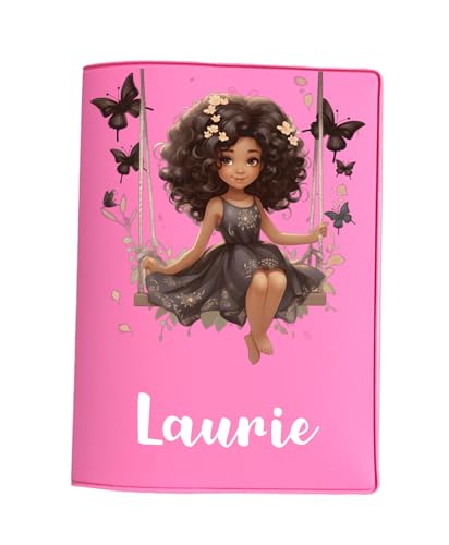 CP Marquage Personalisierte Reisepasshülle kleines Mädchen und Schmetterling C854, Urlaub, anpassbare Reisepasshülle (Rosa)