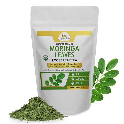Organic Veda Moringa Tea Leaves - True Green Antioxidants Rich, P...