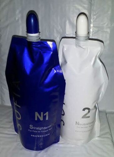 Hair Rebonding Sofia Professional Hair Straightener (N1) + Neutralizer for Fine or Tinted hair(N2)