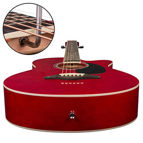 Image of JUAREZ Arpeggio 39 Inch Acoustic Guitar Kit, JRA39SR-RD Spruce Top, Rosewood Fretboard & Bridge, Truss Rod, Chrome Die Cast Machine Tuners, Dark Red