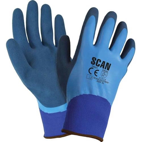 Scan SCAGLOLATWP Double Latex Waterproof Gloves - Size 9