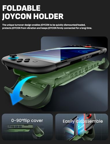 Image of Mumba Dockable for Nintendo Switch 2 Case with Flip Stand, [Titan] Ergonomic Switch 2 Grip Protective Cover Holds 5 Game Cards & 2 TF Cards TPU Accessories and Quick-Release Joy-Con Design