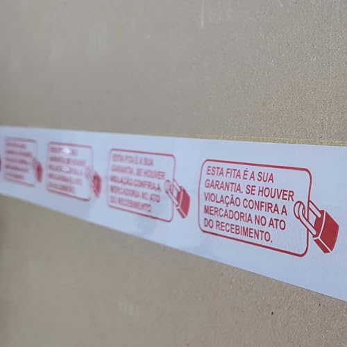 5 rolos de fita adesiva 48x50 branca impressa lacre de segurança