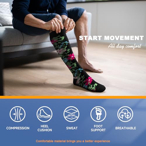 Image of cerpite Compression Socks for Women & Men 6 Pairs Knee High Compression Socks 20-30 mmhg Best for Running,Nurse,Travel