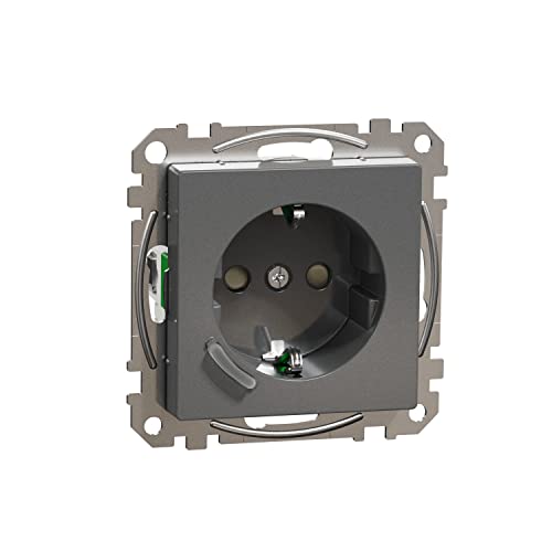 Schneider Electric Merten Connected Smart Schuko-Steckdose, 2-polig+E, 16A, System M, Alexa, Google Home, Zigbee, Smart Home Wifi Steckdose, anthrazit, Artikelnummer MEG2380-0414