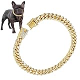 Cadena de oro para perros – Collar de metal para perro con hebilla | Cadena de perro de aleación dorada de de 9.84 pulgadas | Elegante collar de cadena dorada para perros pequeños y gatos