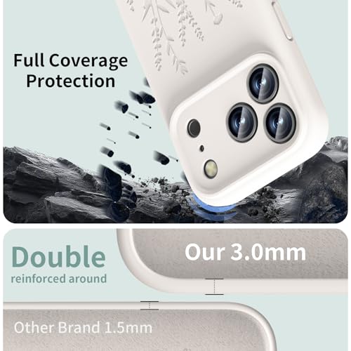 OAOA Magnetic Engraved Case Compatible with iPhone 17 Pro Max Case, Compatible with Magsafe, Camera All-Round Protection, Slim Liquid Silicone Phone Case for Women Girls, Stone Flower by OAOA - Used condition - Image 4