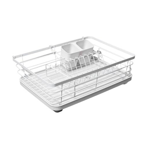 Drainer Rack Tableware Storage Kitchen Storage Rack Dish Drainer Organizer Shelf Rugged 360° Rotatable Spout Large Capacity Dish Drying Rack for Counter