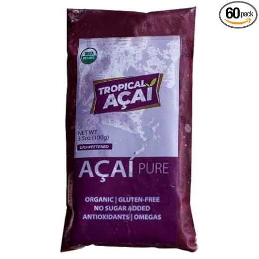 Tropical Acai Organic Acai Authentic Mix, 3.5 oz - Pack of 60