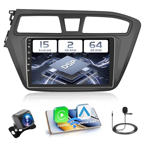 Hikity 2+64GB Android 15 Radio Coche para Hyundai i20 2015-2018 Radio Carplay Android Auto Inalámbrico, IPS 9" Pantalla Táctil con Cámara Trasera, Bluetooth Manos Libres, Navi GPS, DSP, EQ FM WiFi SWC Hikity 2+64GB Android 15 Radio Coche para Hyundai i20 2015-2018 Radio Carplay Android Auto Inalámbrico, IPS 9" Pantalla Táctil con Cámara Trasera, Bluetooth Manos Libres, Navi GPS, DSP, EQ FM WiFi SWC