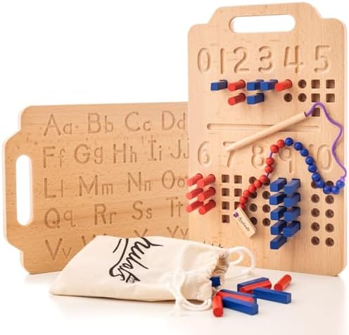 Montessori Counting Peg Board - Number & Letter Tracing Board - W...