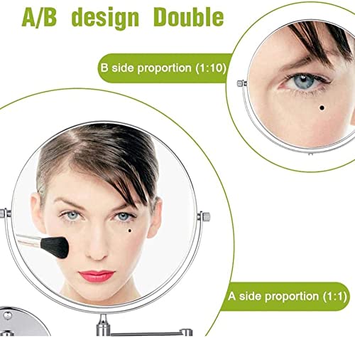 Miroir maquillage mural grossissant 10X extensible USB pour hôtel et bain - 3