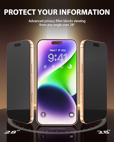 Image of PDDKISS 2 Pack Privacy Screen Protector for iPhone 17 Tempered Glass 6.3 Inch + 2 Pack Lens Protector Anti-Spy Anti-Glare HD Easy Installation