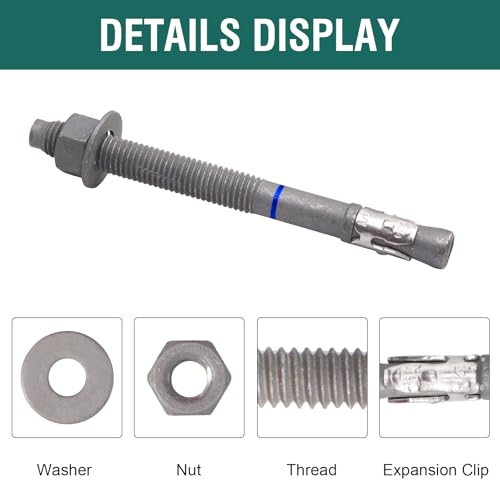 3434 x 734 concrete anchors 10 pack 34 inch wedge anchors bolts hot dip galvanized