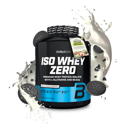 BioTechUSA Iso Whey Zero | Premium Whey Protein Isolate | Grass-Fed | Enzyme-Free | Sugar- and Gluten-free, 2270g, Black Biscuit