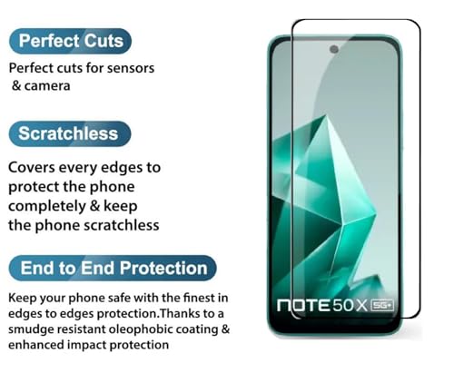 Image of HD Tempered Glass Screen Protector Compatible for Infinix Note 50X with Edge to Edge coverage and Easy Installation kit