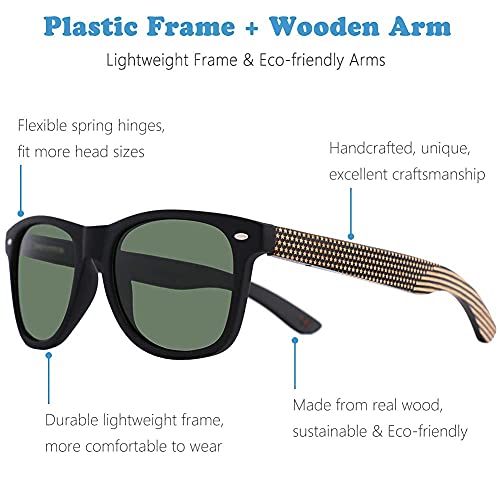 Mens Polarized Wood Sunglasses for Men Women, Womens Sunglasses Wooden Sides Bamboo Glasses2