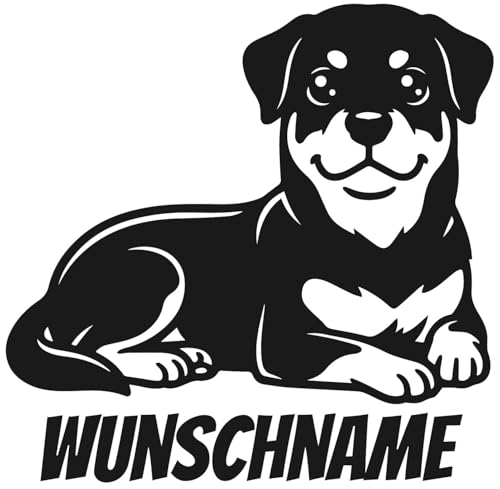 Samunshi® Rottweiler mit Name Hunde Aufkleber Autoaufkleber für Motorrad Fahrrad Roller oder Auto Wohnmobil SUV Geländewagen Sticker Dog Dogo 10 x 10cm