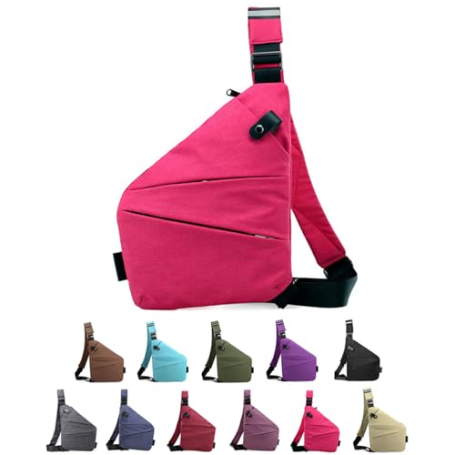 VIED Pink Anti Theft Sling Handbag, High Capacity Crossbody Bag for Adults, Cycling Travel Bag with Zipper, Nylon, 31*23cm/12.20*9.05 inches