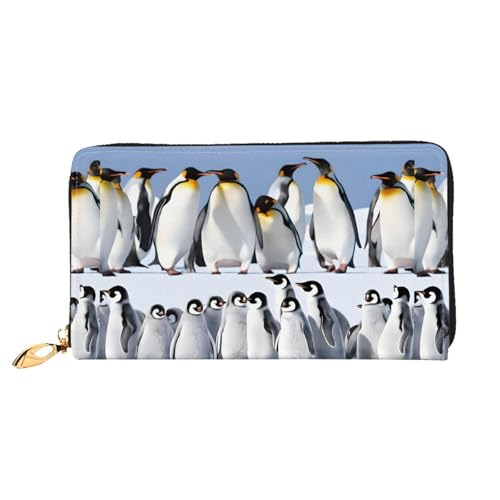 (Penguin) Faux Leather Wallet Long Clutch Zipper Purse Card Holder Travel Coins Cash Organizer Phone Pocket 7.48 x 4.13 x 0.9 inches