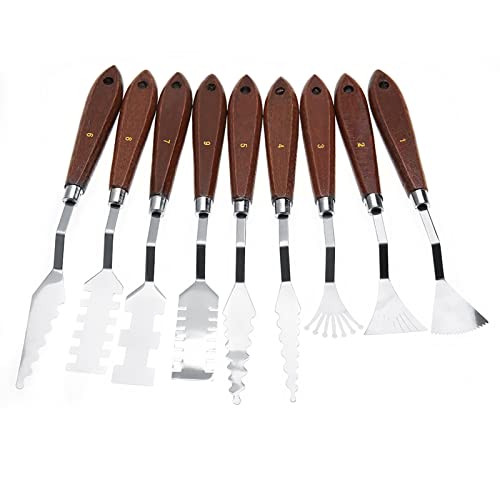 9PCS Professional Spatula Paint Mixture Scraper Set Artist Oil Painting Knife
