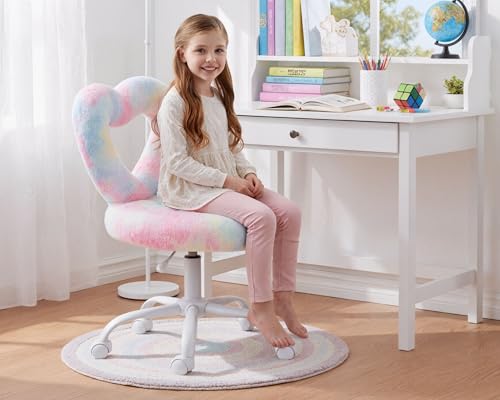 HNY Kids Desk Chair with Wheels and Heart Back