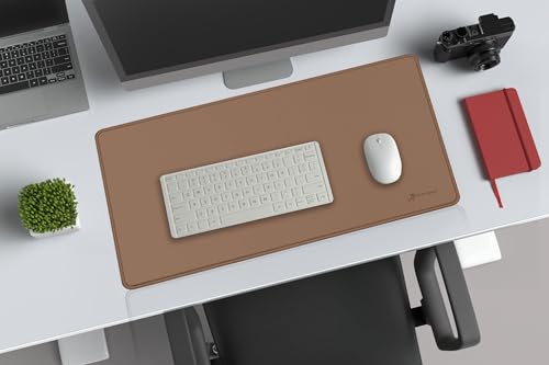 Image of Desk Mat 60x30 cm (11 x 23 inch) Khaki | Large Mouse Pad for Office Computer Laptop Keyboard | Waterproof Anti-Slip Rubber Base Desk Mat