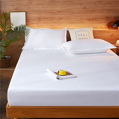 Image of Lirex Fitted Sheet, King Size 100% Cotton 300 Thread Count Soft Breathable Fitted Sheet, White