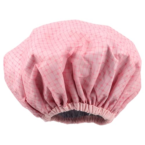 TOYANDONA Gorro de Baño Cabello Doble Capa Rosa a Cuadros Reutilizable y Térmico para Acondicionamiento Profundo Vapor en Salones y Uso Doméstico