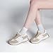 Wide Toe Box Shoes Women Wide Fashion Sneakers Comfortable Casual Walking Non-Slip Memory Foam Tennis Shoes Genuine Suede Sneakers Apricot