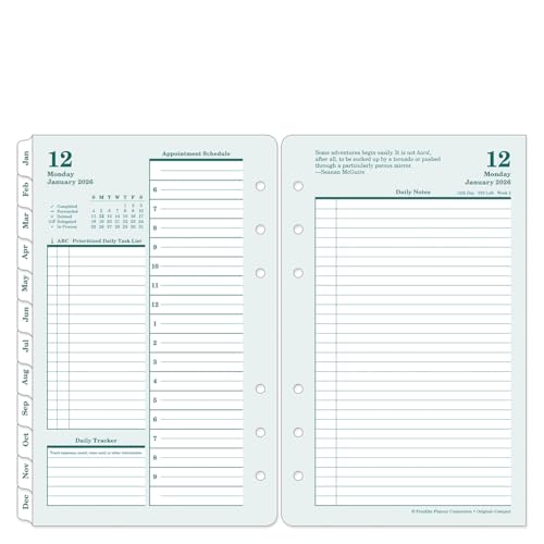 FranklinCovey - Original Planner Refill | Two Pages Per Day - Ring-Bound Planner (Compact Jan 2026 - Dec 2026)