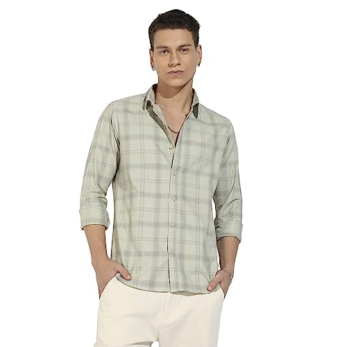 Image of CAHOOT Men's Button Up Regular Fit Shirt for Casual Wear | Regular Sleeve | Spread Collar | Button Closure | Shirts Crafted with Comfort Fit for Everyday Wear