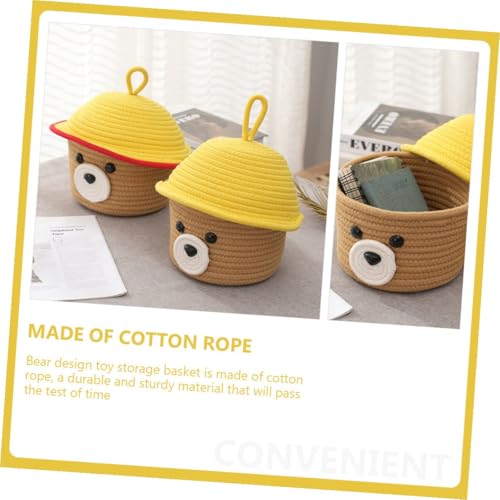 Panier de rangement tissé en coton avec couvercle boîte déco - 5