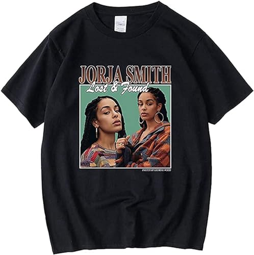 Photo de YOKIHI Jorja Smith 90S Vintage Black Tshirt Men T Shirt O-Neck Casual Retro Graphic T Shirts Cotton T-Shirt Size L