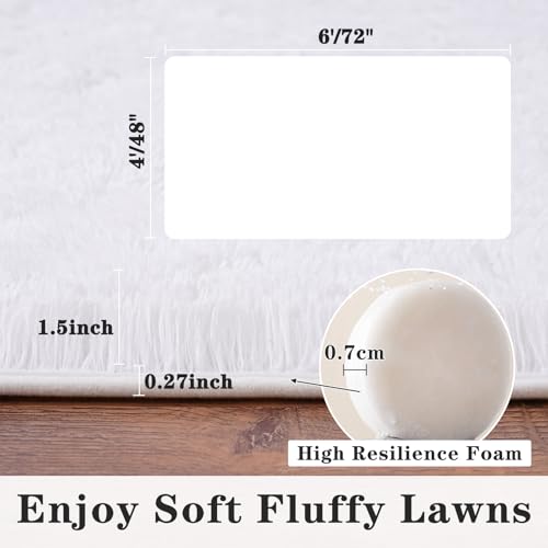 Dssimo Super Fluffy Area Rugs 9x12, Big Modern Shag White Rug for Living Room, Soft Plush Large Bedroom Under Bed Carpet for Kids, Non Slip Boys Girls Room Home Decor for Dorm Nursery Classroom