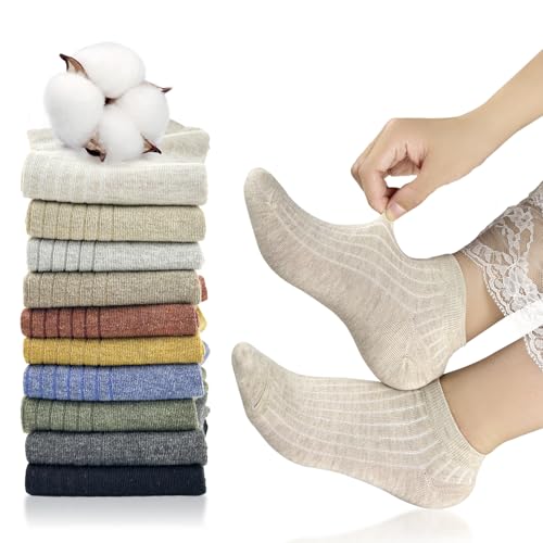 Image of Womens Cotton Ankle Socks - Breathable Low Cut No Show Casual Non Slip Flat 10 Pairs