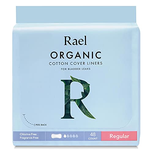 Rael Organic Incontinence Liners Regular - Organic Bladder Control Liners, 4-Layer Core Protection with Leak Guard Technology (48 Count)