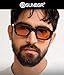 SUNBSR Retro Rectangle Sunglasses for Men Women Trendy Small Square Thick Frame Sun Glasses 90s Vintage Shades （Black/Orange）