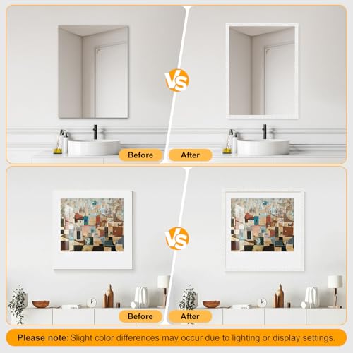 16.4FT x 1.02'' White Peel and Stick Crown Molding Trim – Flexible Decorative Mirror Frame Border, Self-Adhesive Molding for Bathroom Doors & Mirrors by HOHNNYREET - Used condition - Image 4